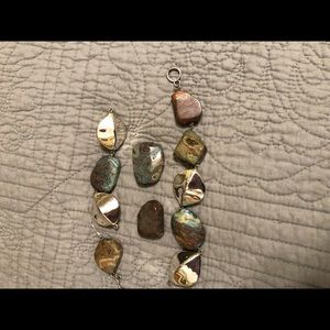 Natural stones and silver tone necklace